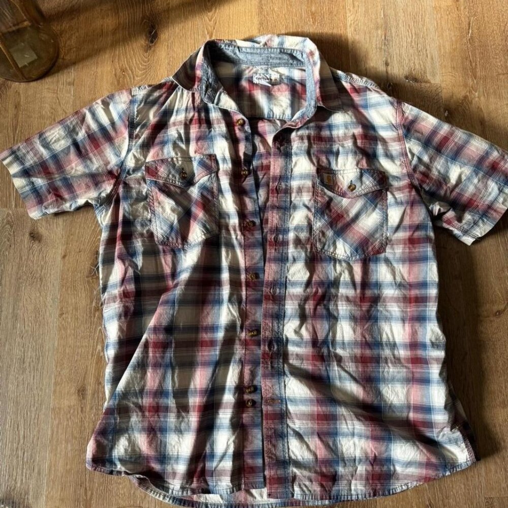 Carhartt Relaxed‎ Fit Red/White Plaid Short Sleeve Button Up Shirt Size XL